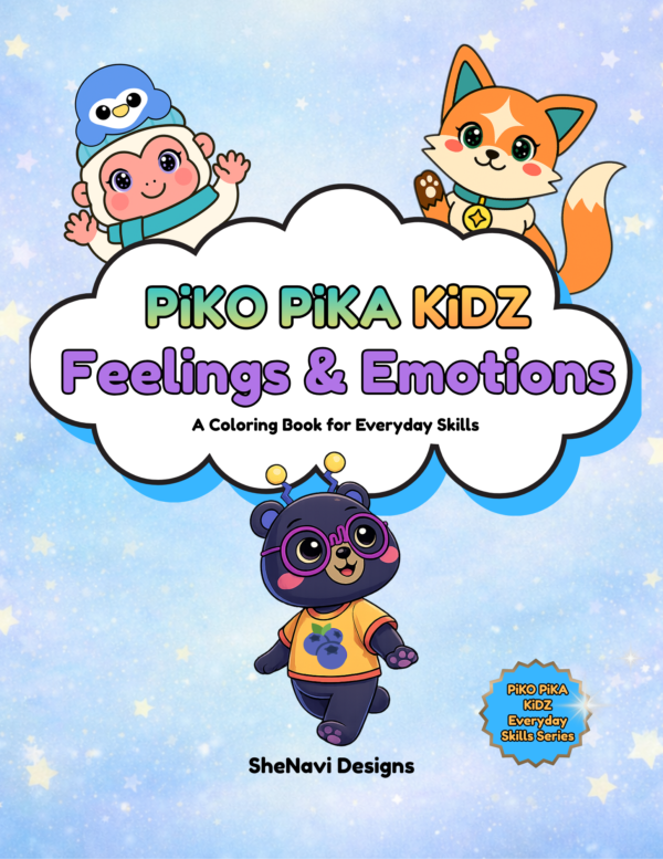 feelings & emotions coloring book for kids (ages 3–7) – sel printable pdf | piko pika kidz